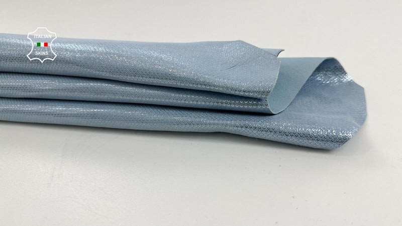 LIGHT BLUE SHIMMER PRINT ON Soft Italian Goatskin leather hide 3+sqf 0.9mm C2519