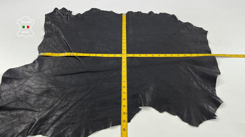 BLACK WRINKLED SEMI GLOSS VEGETABLE TAN Soft Lambskin leather 6sqf 1.0mm #C1291