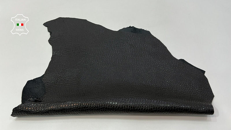 BLACK REPTILE EMBOSSED PRINT ON Thick Italian Goatskin Leather 3sqf 1.1mm #C48