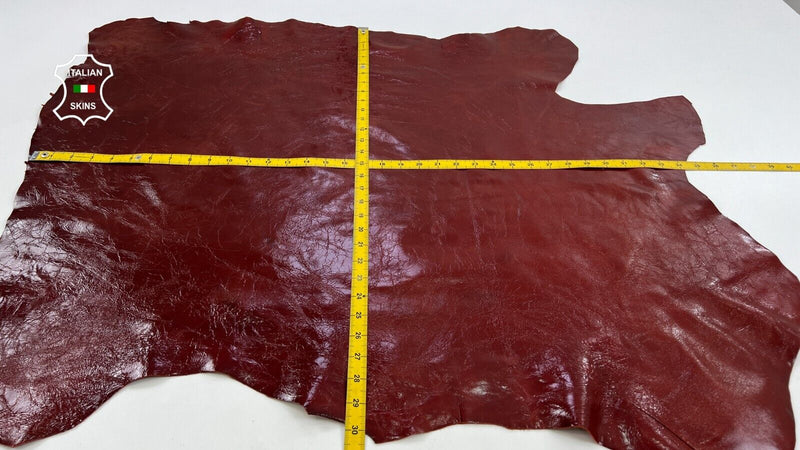 BRIC RED PATRENT SHINY CRINKLE Soft Italian Goatskin leather 7sqf 1.0mm #C1664