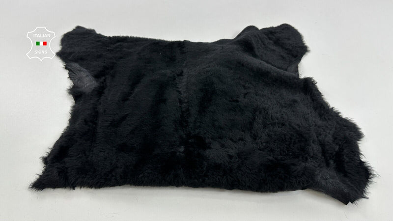 BLACK Soft Italian sheepskin Hair on shearling fur leather hides 21"x29" #C2497