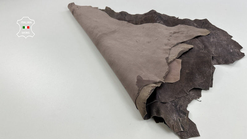 BROWN PEARLIZED DISTRESSED VINTAGE LOOK Goat leather 4 skins 15sqf 0.8mm #C2621