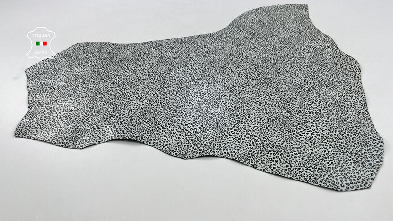 BLACK & WHITE LEOPARD PRINT ON COATED Thick Goatskin leather 5sqf 1.1mm #C1185