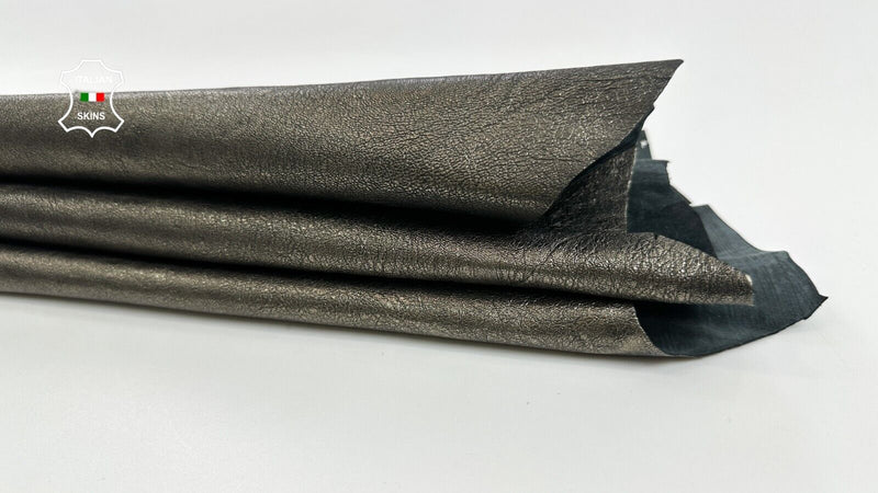 METALLIC PEWTER ANTIQUED DISTRESSED ROUGH Thick Goat leather 5+sqf 1.1mm C2489