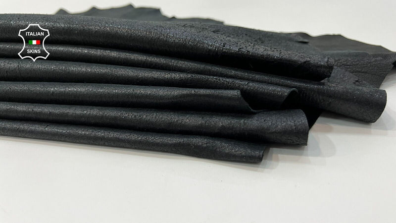 BLACK SHINY VINTAGE DOUBLE FACE CRACKLE Lamb leather 4 skins 25sqf 0.9mm #C258