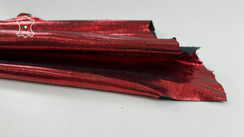 METALLIC RED LIZARD PRINT ON Thick Italian Goatskin leather 5+sqf 1.1mm #C2585