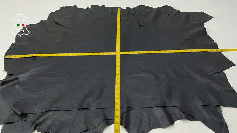 JET BLACK SHINY Soft Italian Lambskin leather hides 4 skins 25sqf 0.7mm #B9943