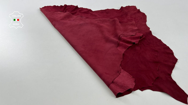 WINE RED SUEDE Thin Soft Italian Lambskin leather 2 skins 10sqf 0.6mm #C531