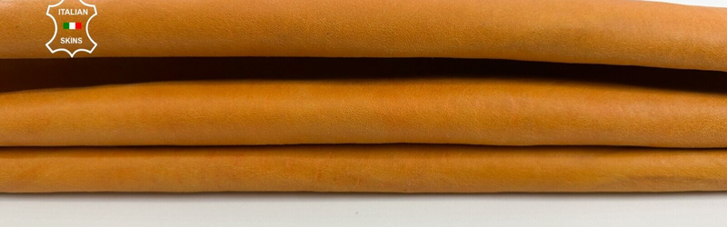 OLD ORANGE VEGETABLE TAN VINTAGE LOOK Thick Goatskin leather 3+sqf 1.5mm #C2757
