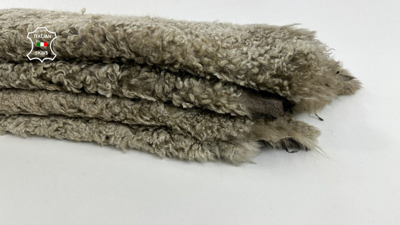 KHAKI ARMY Soft sheepskin Hair on Shearling fur 2 skins total of 5sqf #C2724