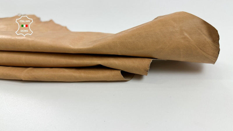 SANDY TAN CRINKLED VINTAGE LOOK Thin Soft Italian Goat leather 6+sqf 0.5mm C2608