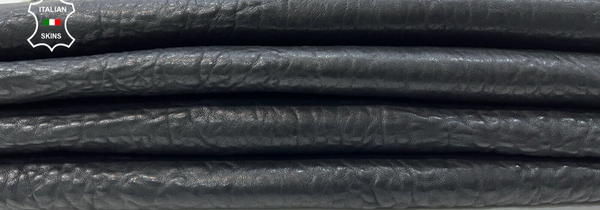 WASHED BUBBLY GRAINY BLACK VEGETABLE TAN Lamb leather 2 skins 10+sqf 2.0mm B9954