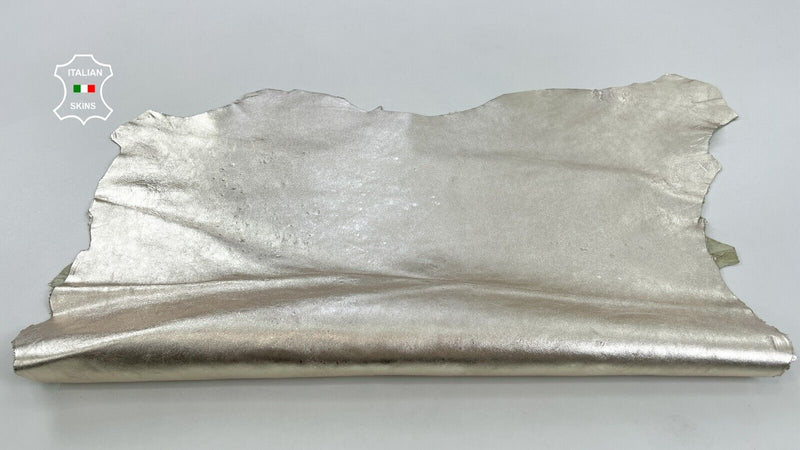 METALLIC PLATINUM LIGHT GOLD Thick Italian Goatskin leather 6+sqf 1.1mm #C1492