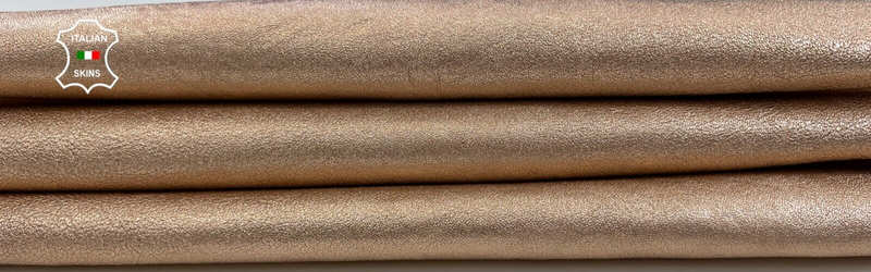 METALLIC ROSE GOLD WASHED ROUGH Thick Soft Lambskin leather 3+sqf 1.9mm #C1856