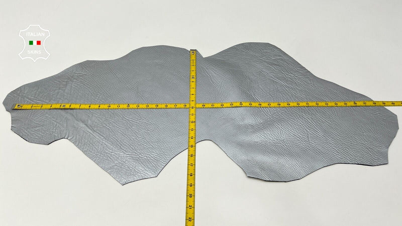 METALLIC GREY CRINKLE Thick Italian Goatskin leather hides 4sqf  1.7mm #C141