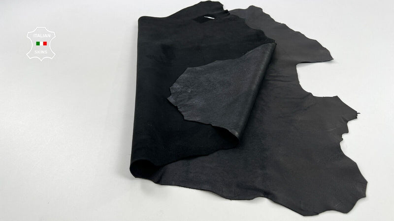 ANTHRACITE BLACK NUBUCK Thick Soft Italian Lambskin leather 6sqf 1.1mm #C1509