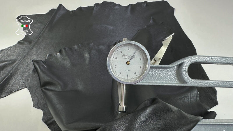 BLACK SHINY Soft Italian Lambskin Sheep leather hides 2 skins 10+sqf 0.9mm C2792