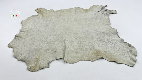 DIRTY GRAINY OFF WHITE WASHED Thick Italian Goatskin leather 5sqf 1.1mm #C970
