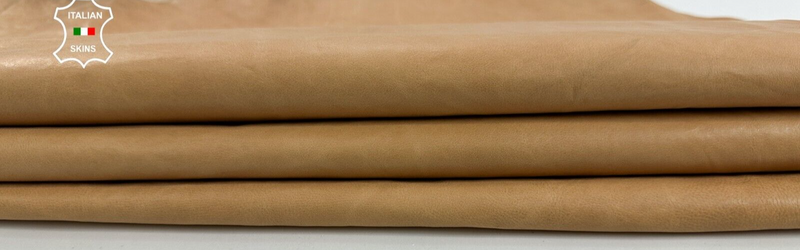 SANDY TAN CRINKLED VINTAGE LOOK Thin Soft Italian Goat leather 6+sqf 0.5mm C2608