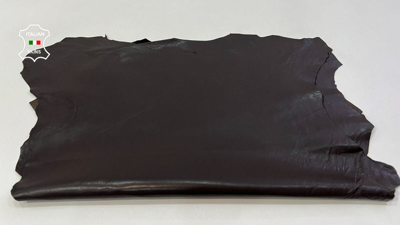 CHOCOLATE BROWN SHINY CRINKLE Soft Lambskin leather 2 skins 10+sqf 0.8mm #C196