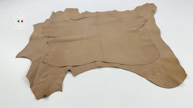 NATURAL NAKED SAND BEIGE NUBUCK Italian Goatskin leather 2 skin 7sqf 0.9mm C2473