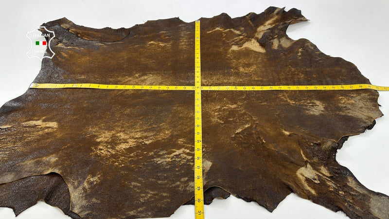 BROWN VERY VINTAGE LOOK VEGETABLE TAN Lamb leather 2 skins 12+sqf 1.3mm C2794