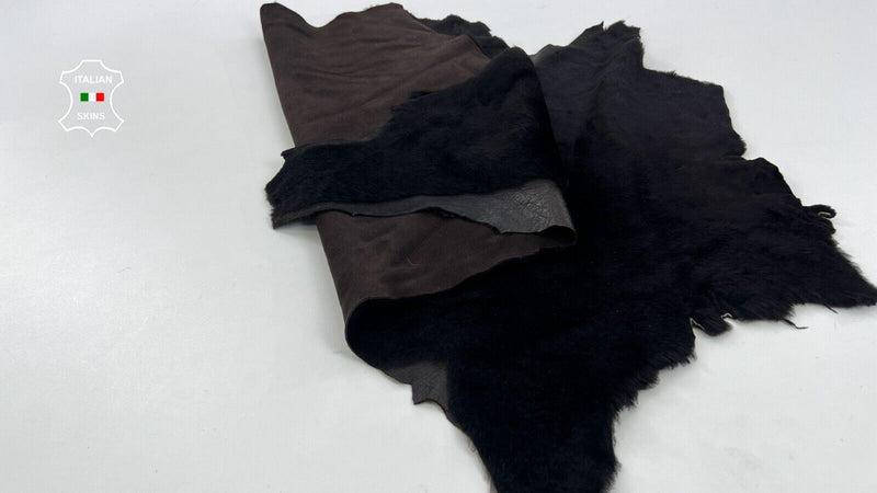 DARK BROWN SHORT Hair On Italian sheepskin Lamb shearling fur hide 25"x30" C1391