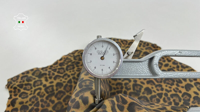 MUSTARD LEOPARD PRINT ON Stretch Italian Lambskin leather hide 6+sqf 0.7mm C1381