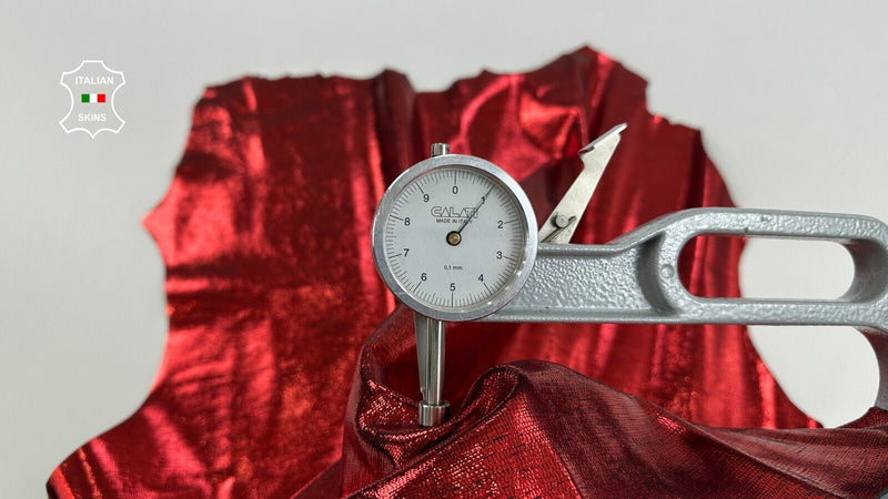 METALLIC RED LIZARD PRINT ON Thick Italian Goatskin leather 5+sqf 1.1mm #C2585
