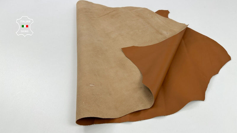 TAN MEDIUM BROWN Italian Lambskin Sheep Lamb leather hides 5+sqf 0.9mm #C2470