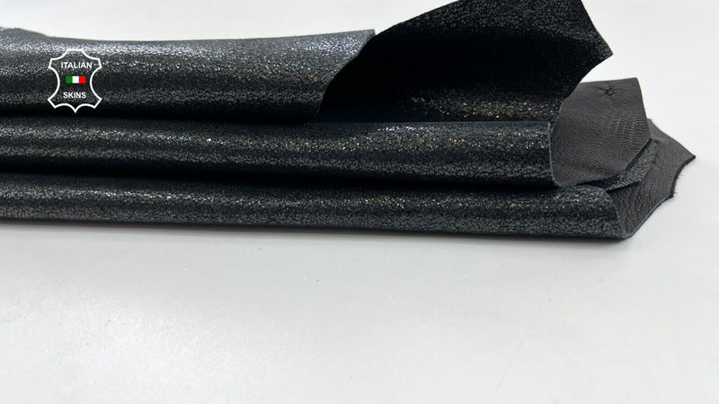 BLACK BRONZE PEARLIZED CRACKED Thick Italian Goatskin leather 2+sqf 1.4mm C1087
