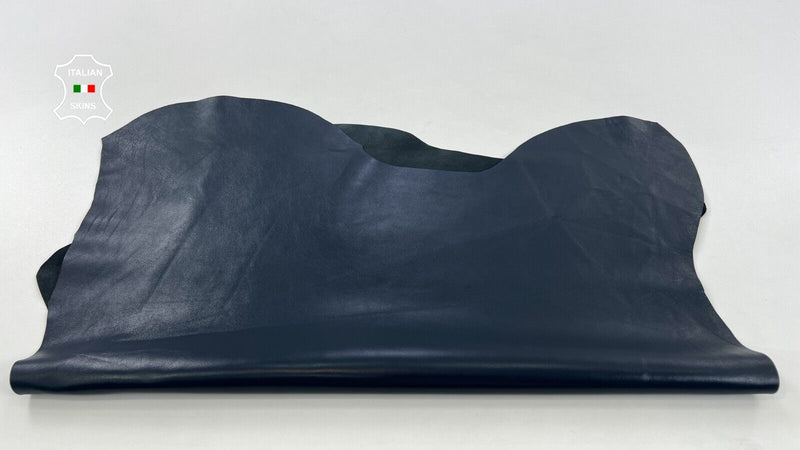 DARK BLUE SHINY SEMI GLOSS Thick Soft Italian Lambskin leather 5sqf 1.1mm #C1453