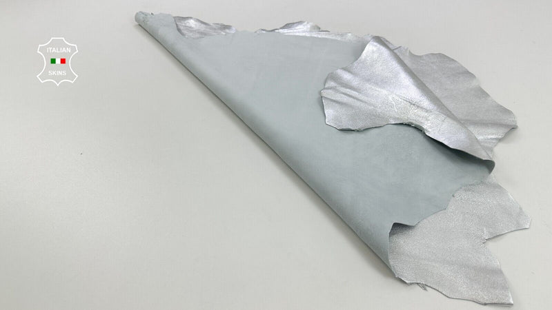 METALLIC SILVER Soft Italian Lambskin Sheep Lamb leather hides 5+sqf 1.0mm C2581