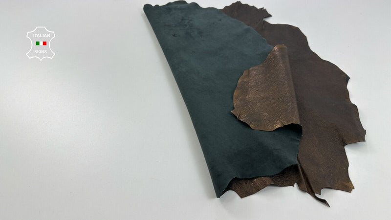 METALLIC ANTIQUED COPPER ROUGH Soft Italian Goatskin leather 5+sqf 1.0mm #C2818