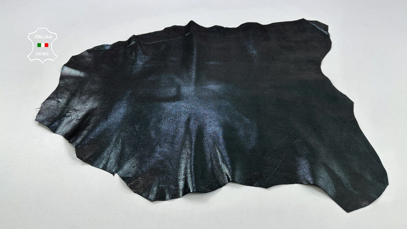 GUNMETAL CANVAS SHINY PRINT ON Thin Soft Goatskin leather hide 3+sqf 0.6mm C2477