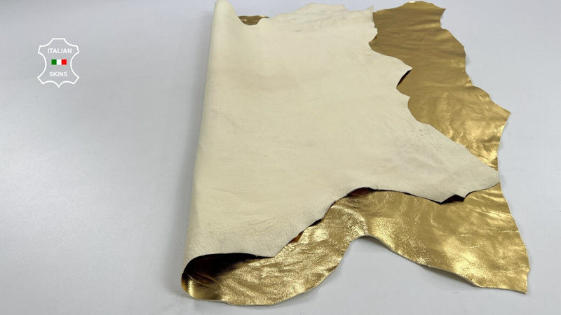 METALLIC PURE GOLD Italian Lambskin Sheep Lamb leather hides 8sqf 0.9mm #C1296