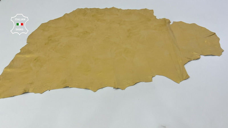 GOLD PEARLIZED DISTRESSED LOOK Soft Italian lambskin leather 7+sqf 0.8mm #B9820