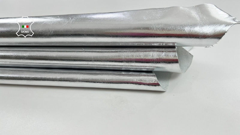 METALLIC SILVER Thick Italian Goatskin Goat leather hides skin 7sqf 1.1mm #C1520
