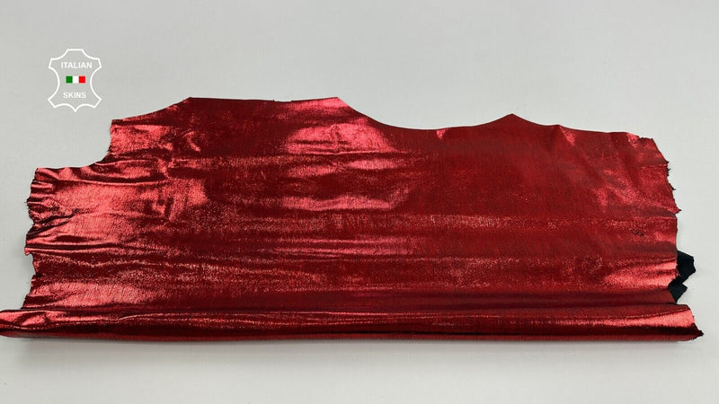 METALLIC RED LIZARD PRINT ON Thick Italian Goatskin leather 5+sqf 1.1mm #C2585