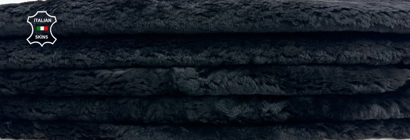 BLACK Sheepskin HAIR ON PEBBLE shearling fur leather 2 skins total 12sqf #C2499