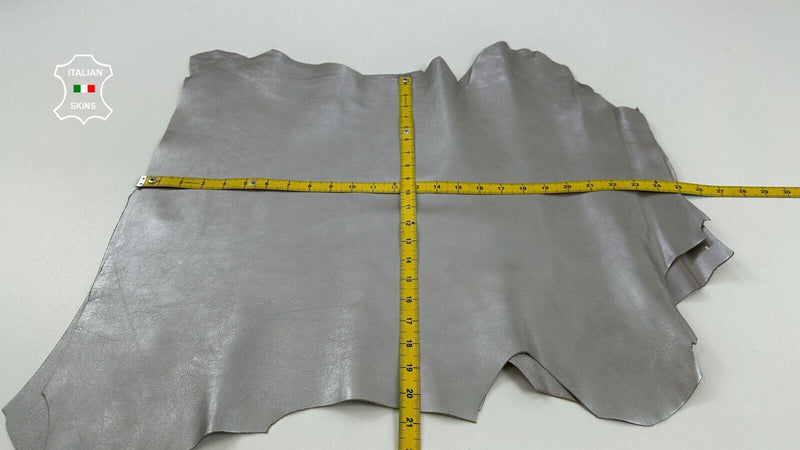 PEARLIZED SILVER ECRU ROUGH Italian Goatskin leather 2 skins 8sqf 0.8mm #C2463