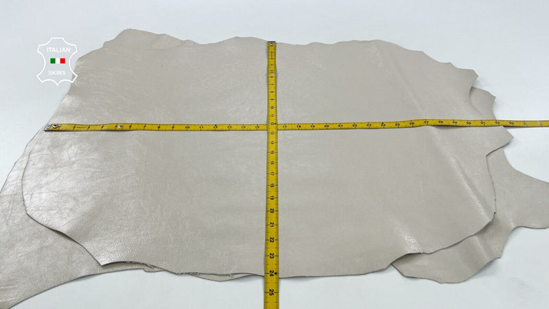 IVORY COATED SHINY Italian Goatskin Goat leather hides 2 skins 10sqf 1.0mm C1458