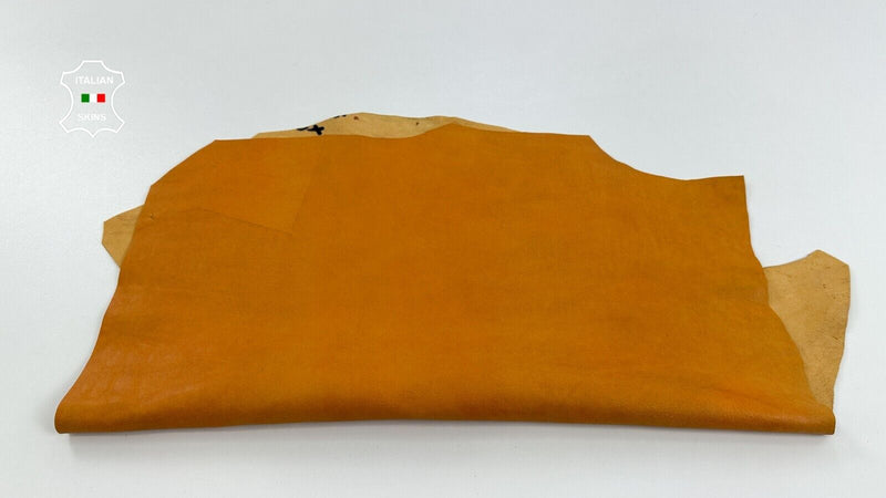 OLD ORANGE VEGETABLE TAN VINTAGE LOOK Thick Goatskin leather 3+sqf 1.5mm #C2757