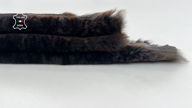 BROWN DISTRESSED SHORT Italian Hair On sheepskin shearling fur  17"X21" #C1389