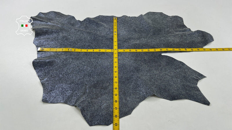 GREY PEARLIZED BLUE CRACKED VINTAGE Thick Italian Goat leather 4+sqf 1.1mm C1086