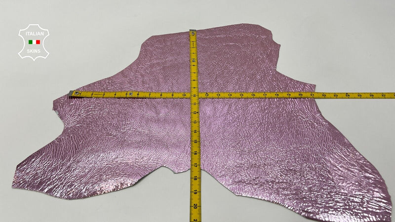 METALLIC PINK CRINKLE Thick Italian Goatskin leather hide skin 2sqf  1.7mm #C134