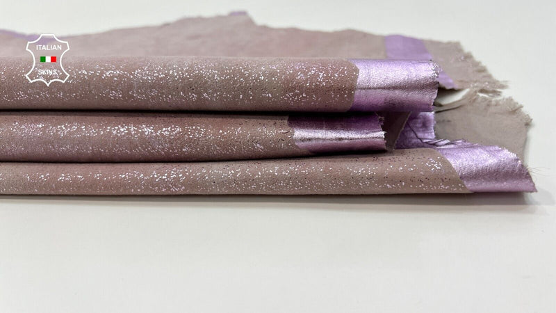 OLD PINK SUEDE STRETCH GLITTERD METALLIC PURPLE Soft Lamb leather 5sqf 0.7mm C42