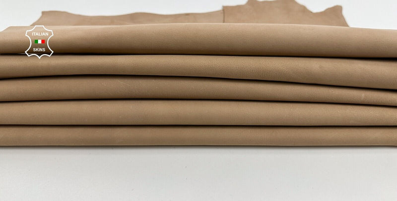 NATURAL NAKED SAND BEIGE NUBUCK Italian Goatskin leather 2 skin 7sqf 0.9mm C2473