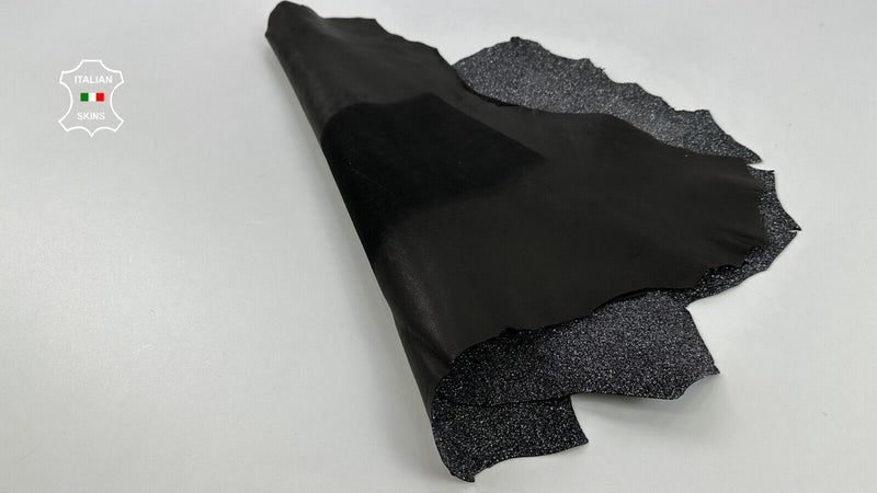 METALLIC SILVER SHIMMER PRINT ON BLACK Goatskin leather 2 skins 6sqf 1.7mm C2480