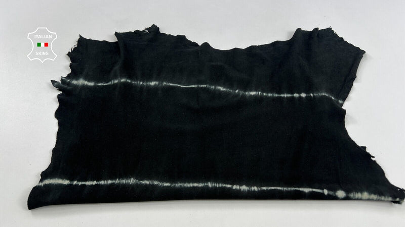BLACK SUEDE TIE DYE Thin Soft Italian Lambskin leather hides 4sqf 0.6mm #C2079